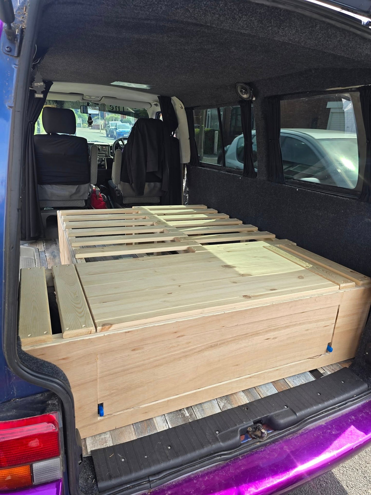 VW Caravelle L-Shape Seating/Pull out bed - Optional Heavy duty Pull-Out Drawer/Kitchen Unit. VW L-Shape seating