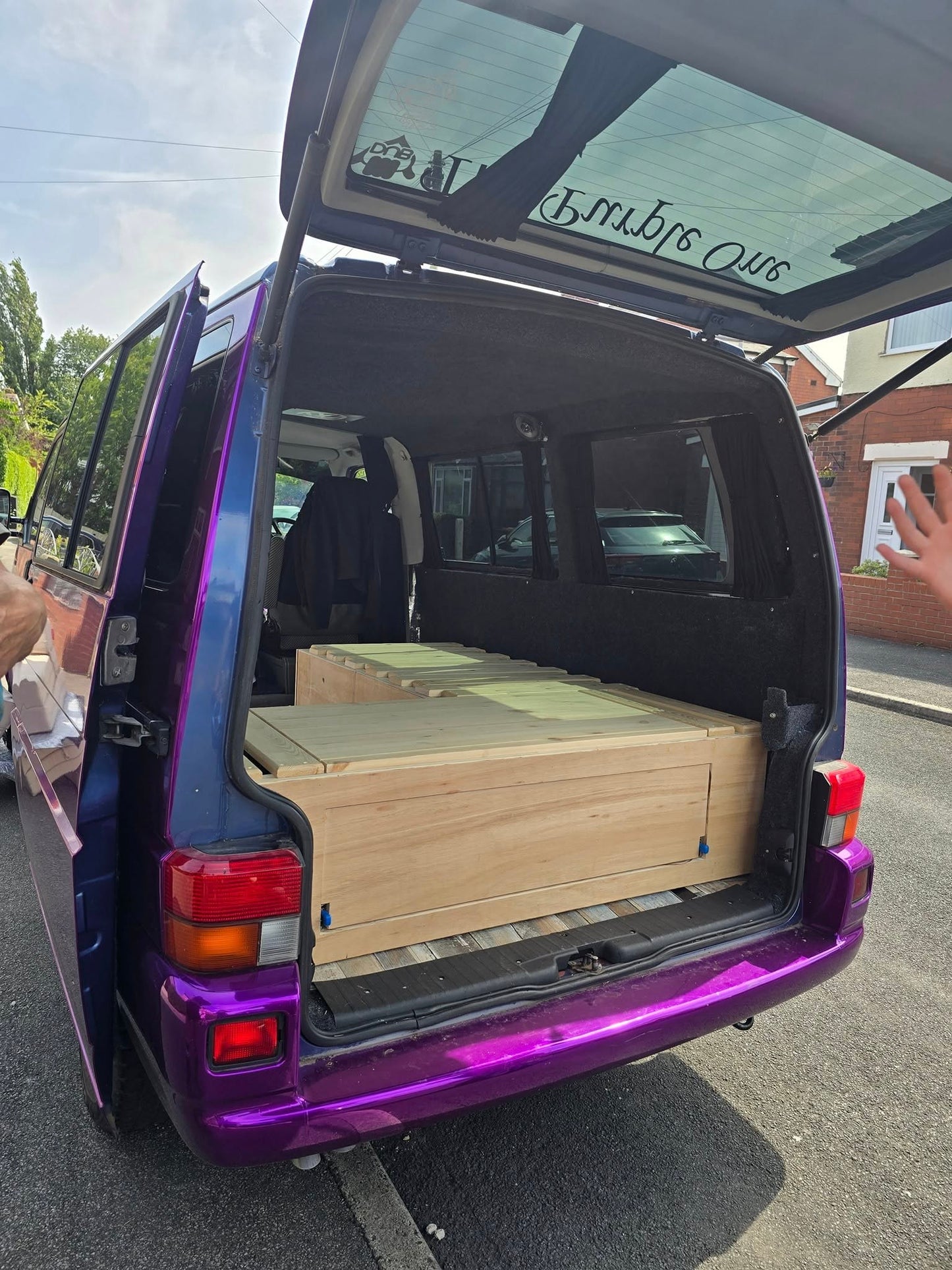 VW Caravelle L-Shape Seating/Pull out bed - Optional Heavy duty Pull-Out Drawer/Kitchen Unit. VW L-Shape seating