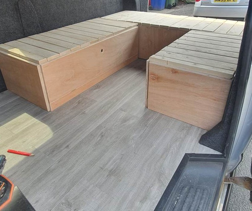 Bespoke U-Shape Van/Camper Bed and Seating. Pull-Out Van Bed