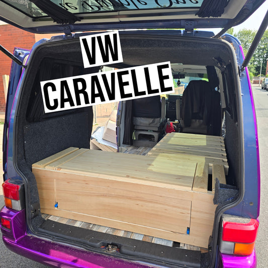 VW Caravelle L-Shape Seating/Pull out bed - Optional Heavy duty Pull-Out Drawer/Kitchen Unit. VW L-Shape seating