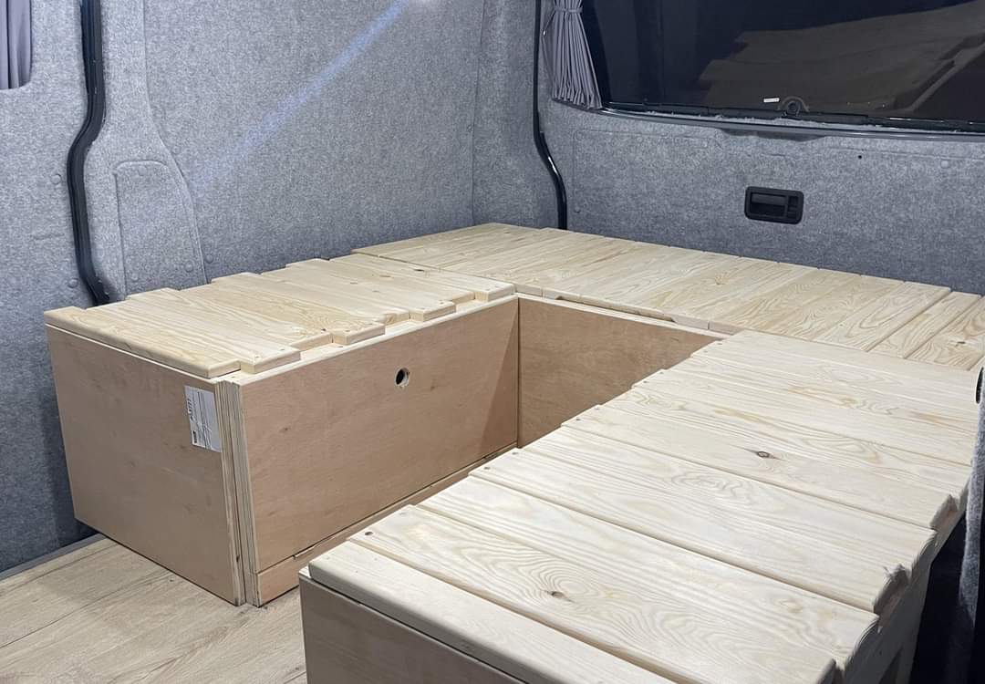 Bespoke U-Shape Van/Camper Bed and Seating. Pull-Out Van Bed