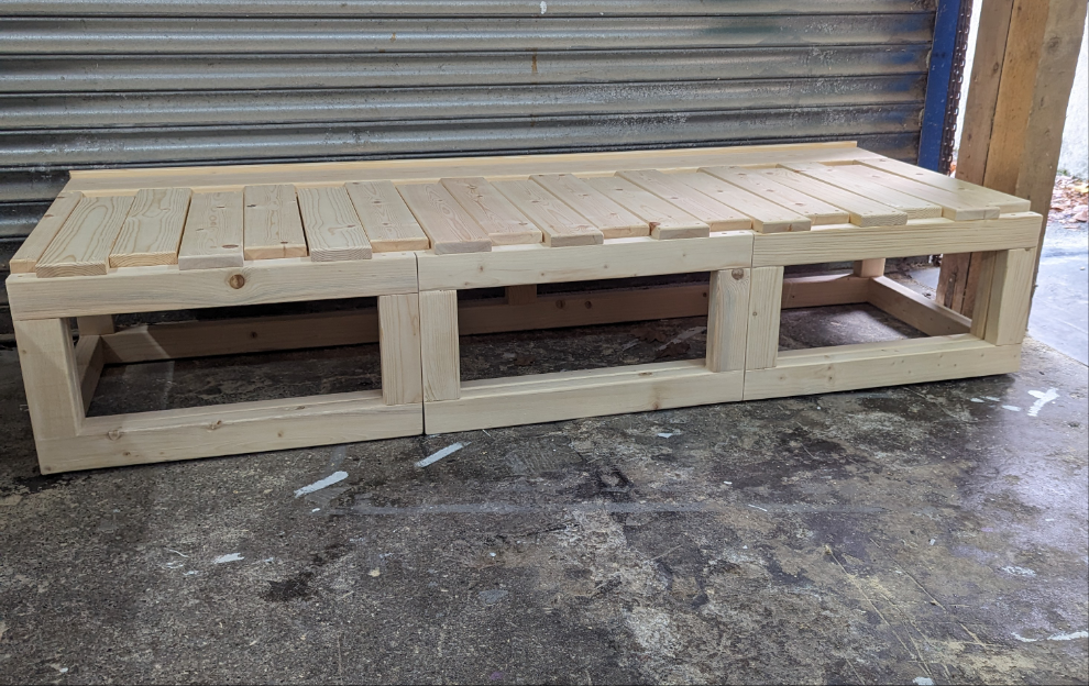 Bespoke 3 Section Pull Out Bed FRAME ONLY (Changes From Bench, To L Shape, To U Shape, To a Bed)