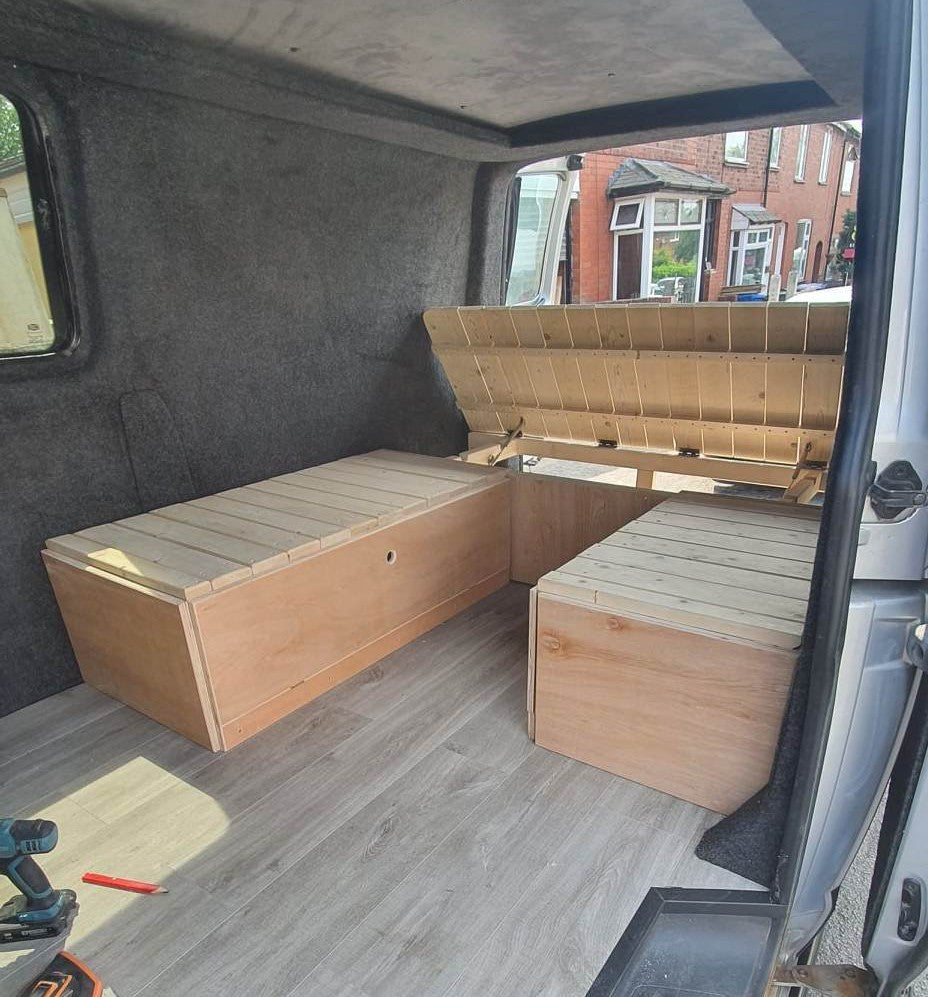 Bespoke U-Shape Van/Camper Bed and Seating. Pull-Out Van Bed